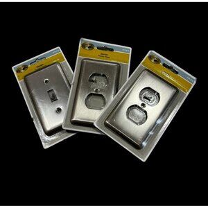3 Pc Lot Switchplate Outlet Cover Hampton Bay Pewter Silver Tone Brushed Declan